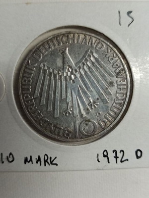 Γερμανία 10 Μάρκα 1972 D ασημένιο μεταχειρισμένο σε πολύ καλή κατάσταση