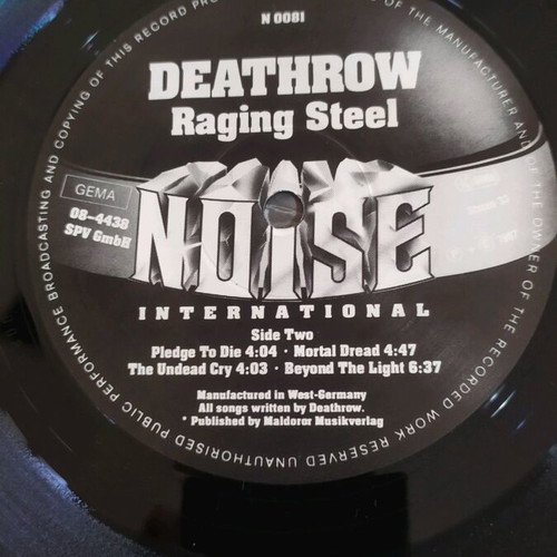 Deathrow Raging Steel vinyl record used, metal