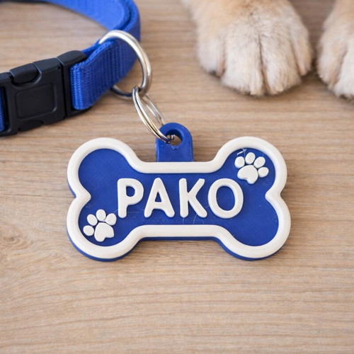 3D printed pet ID tag new, available in blue, yellow, red or black