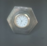 Quartz table clock, 100% solid brass, hexagonal design