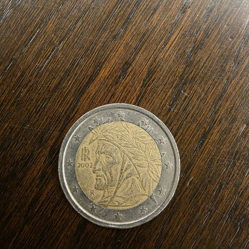 2 Euro Coin Italian 2002 used with Dante Alighieri