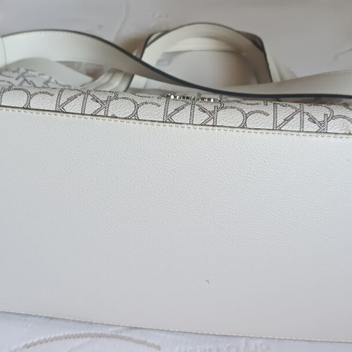 Calvin Klein white handbag and shoulder bag with CK logo