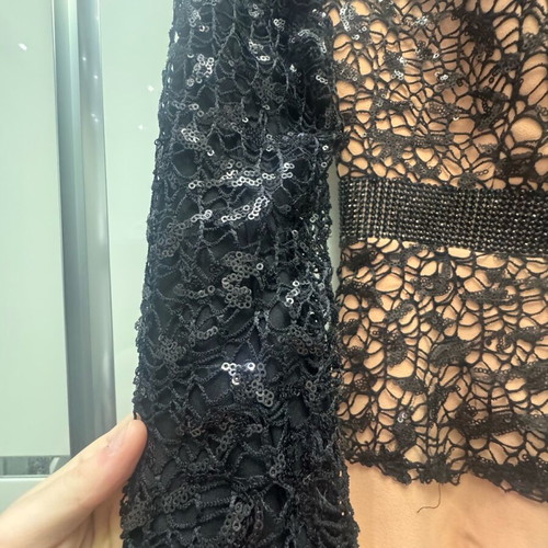 Maxi dress like new with black lace for wedding or christening