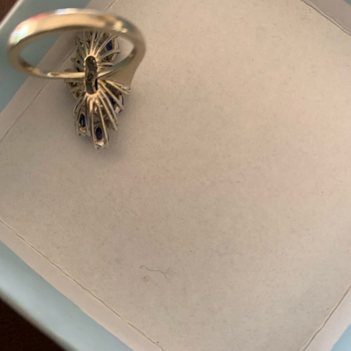 Vintage Sapphire And Diamond White Gold 14K Ring Like New