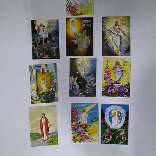 Vintage Easter postcards set of 10 new, religious illustrations