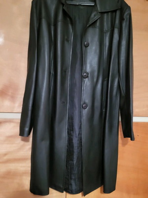 Leather coat black XL like new, unused