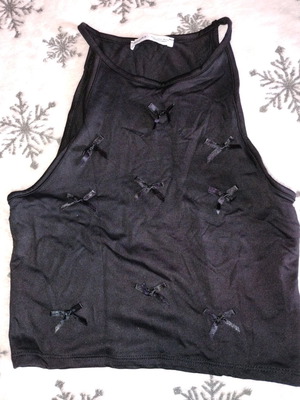 Halter top with bows black, new Bershka
