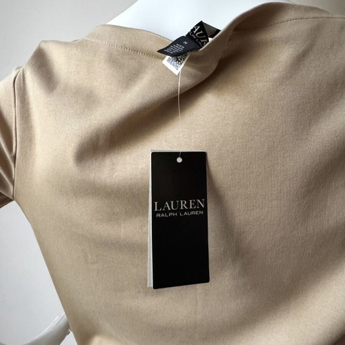 Lauren Ralph Lauren Boat Neck Half Sleeve Blouse Top new, beige, size M