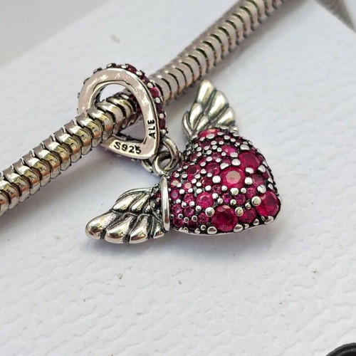 Pandora Charm Pink Heart with Angel Wings S925 ALE new