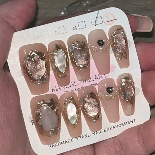Luxury Gold Crystal Press On Nails -  15,90 - Vendora.cy