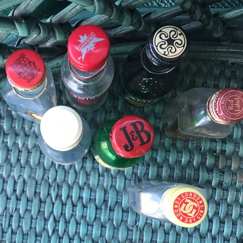 Miniature liquor bottles used, pack of 7 vintage 90s
