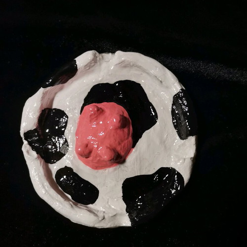 Cow ashtray handmade from clay new, 10cm