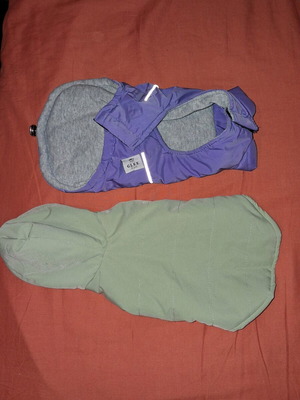 Glee dog jacket set used in purple and green S&M sizes