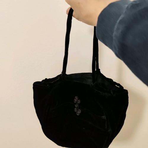 Italian velvet evening pouch handbag new black Blunauta