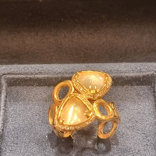 Ring pink k18 gold with brilliant new with gemological certificate