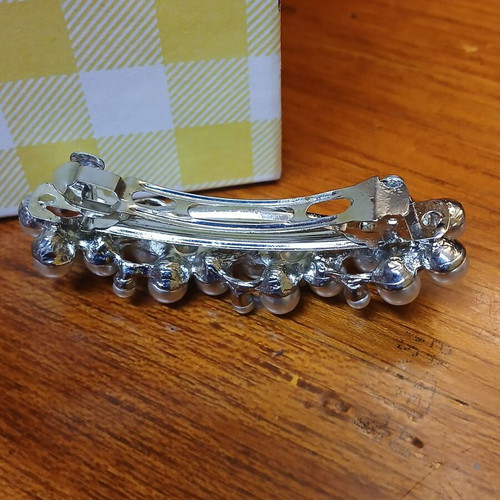 Hair Clip used with Faux Pearls and Rhinestones, Metal
