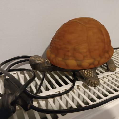 Turtle lamp antique, electric, 20 cm long, 11 cm high