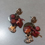 Earrings with hearts made of 925 silver like new, red and silver
