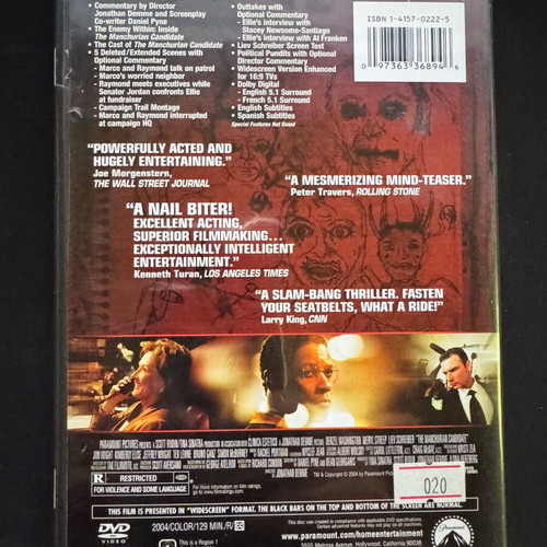 The Manchurian Candidate DVD collection like new, thriller drama fantasy