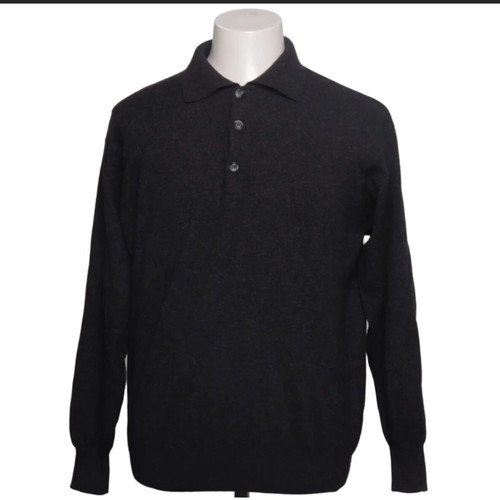 Brian Scott knitted polo sweater medium black like new