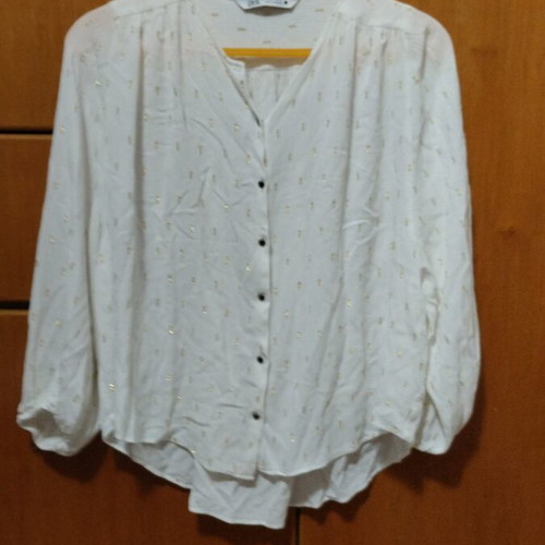 Zara white shirt with gold metallic details used, size S