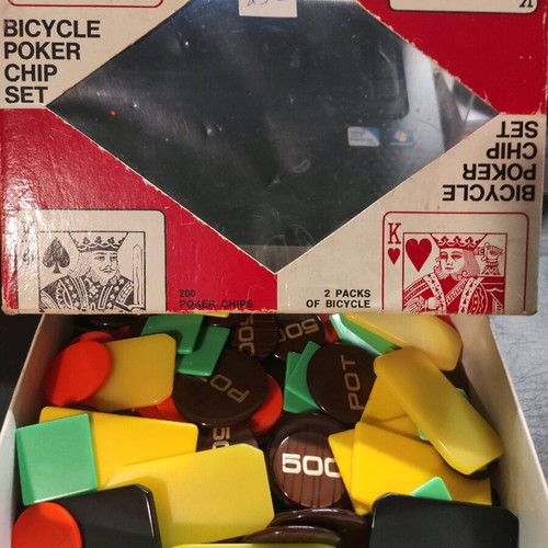 Bicycle poker chip set used, board game 2 pack