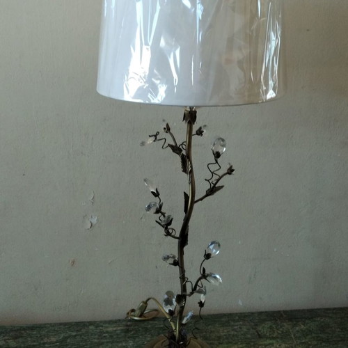 Table lamp brass new with crystals and lampshade