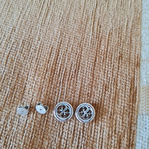 Guess stainless steel earrings, silver