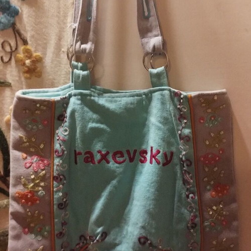 Raxevsky tote embroidered shoulder bag used, multicolor
