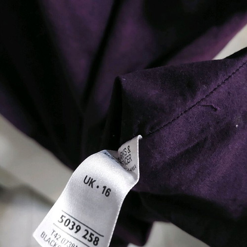 Linen dress Marks & Spencer UK16 purple sleeveless lined, with tie at the chest, length 106 cm