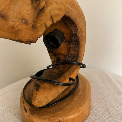 Handmade table lamp from natural wood