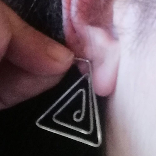 Silver 925 earrings hoops with triangular spiral new