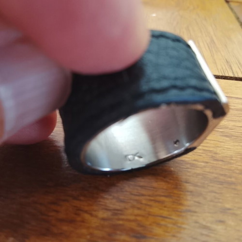 Dyrberg Kern ring like new, black metal and leather