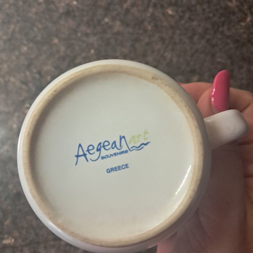 Ceramic mug souvenir from Mykonos Aegean art like new