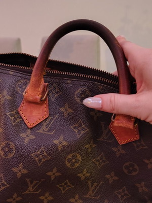 Louis Vuitton Speedy 30 handbag used, brown, zipper replaced, slight discoloration