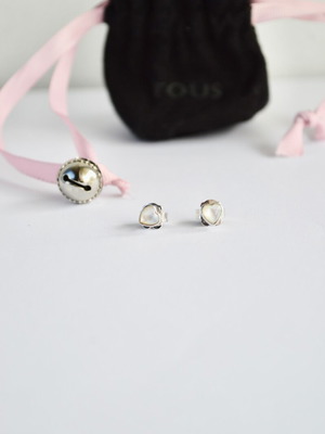 Tous silver heart earrings 925 with mother of pearl like new