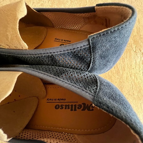 Melluso ballerinas new, natural suede, navy blue, size 38-38.5