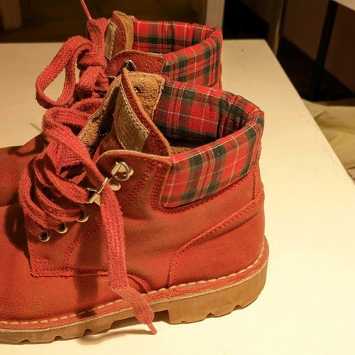 Suede boots used, red, size 38