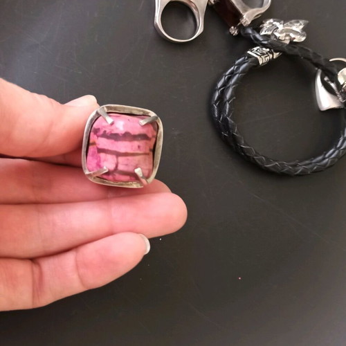Silver ring handmade with jasper used