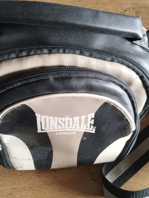 Lonsdale leather shoulder bag used, black and gray