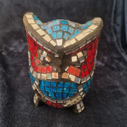 Handmade mosaic owl decorative item, new