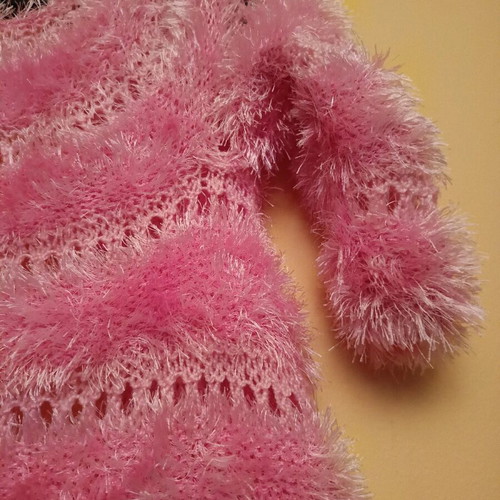 Fuzzy kids cardigan like new, pink multicolor, size XS
