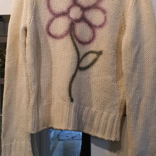 Wool sweater Benetton used, size Small, ecru color