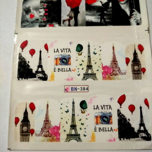 Water Nail Stickers Set 2 pcs Full nail BN-384, BN-377 new