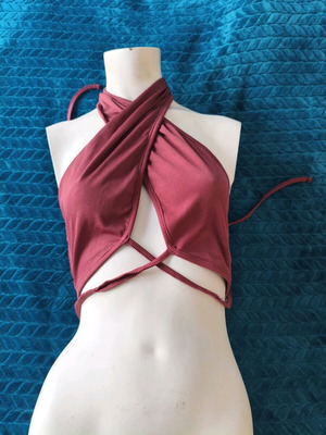 Ribbed versatile top like new, backless, size M, pink Shein