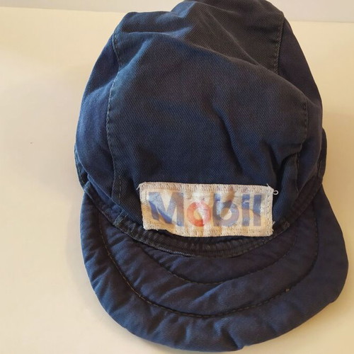 Jockey Mobil hat used, blue, 1980s vintage