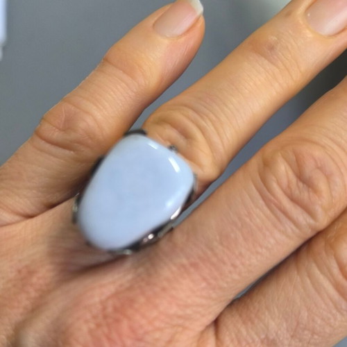 Silver 925 ring with agate like new, blue stone