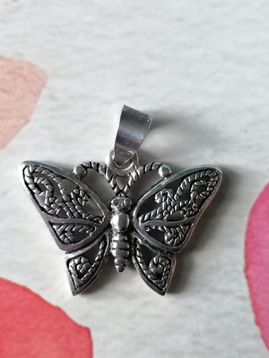 Silver 925 butterfly pendant filigree style new