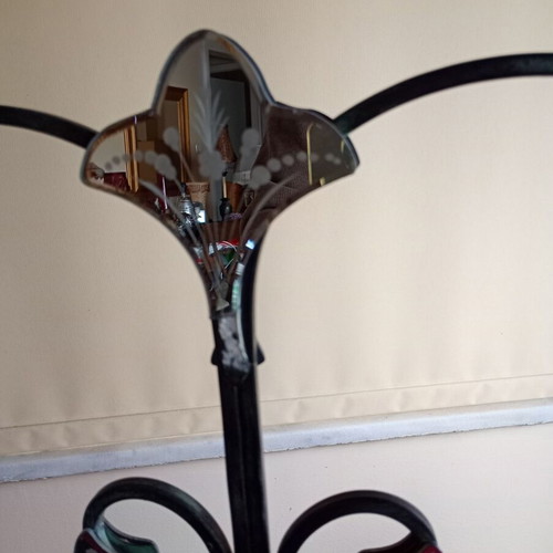 Brass candlestick used with cracked mirror piece