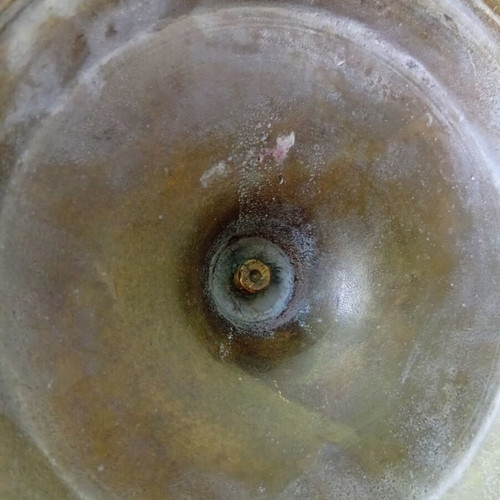 Brass candlestick with inlaid stones, 30.5 cm